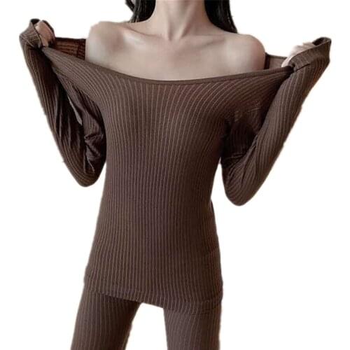 Sexy Slim Women 2 Piece Set Ladies Winter Warm Suit for Women Underwear Set Second Skin Winter Long Pajamas Thermal Clothing