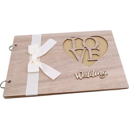 Wedding Guest Book With 20 Pages Personalized Signature Guest Book Custom Wood DIY Photo Book Signature Wedding Notepad