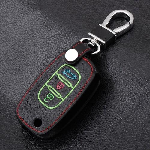 Luminous 3Button Car Key Leather Case Keychain Cover for Lada Sedan Largus Kalina Granta Vesta X-Ray XRay for Renault Key Shell