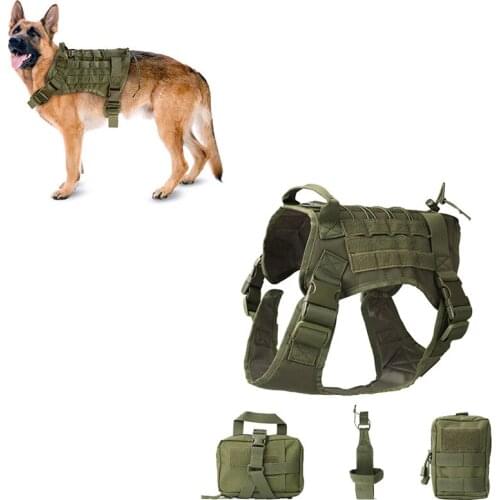 Tactical Service Dog Vest Army Dog Clothes Suit Vest with Accessory Kit Police Dogs Pet Clothes with Molle Carrier Bag Pouch Set