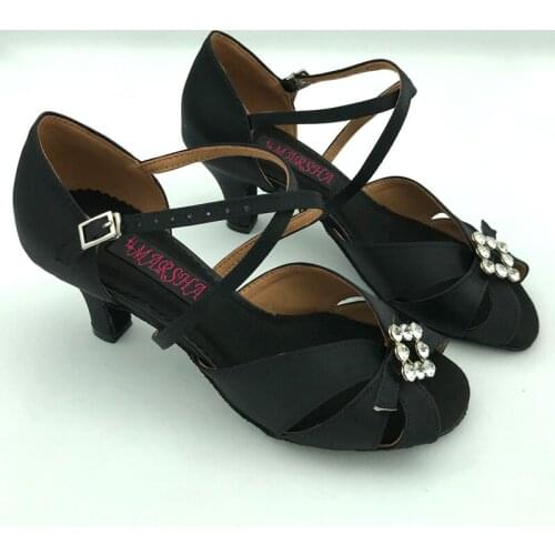 Comfortable and Fashional latin dance shoes ballroom salsa shoes tango party shoes 6212BLK 6.5cm heel