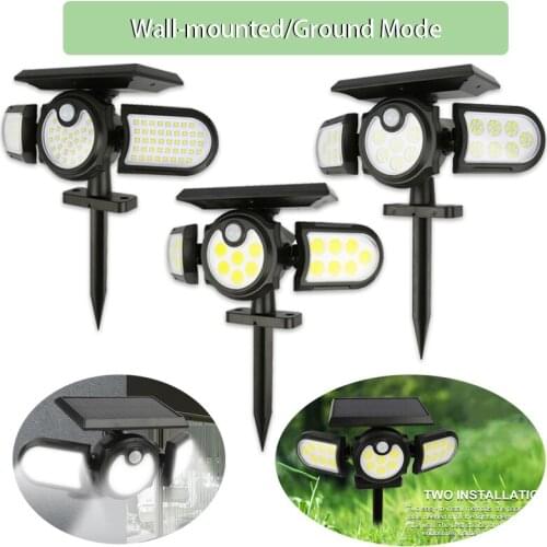 Outdoor Wall Lamp Solar LED Light Motion Sensor Garden Decoration Wall Lights 120/112 LED Waterproof 3- Light Head