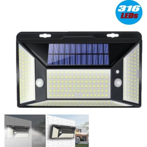 316LED Solar Light Outdoor Wall Lamp PIR Motion Sensor IP67 Waterproof Garden Decor Solar Lamps For Patio Yard Path Street Light