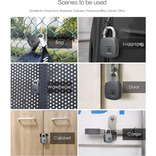 Smart Fingerprint Padlock Safe USB Charging Rechargeable Waterproof Door Lock