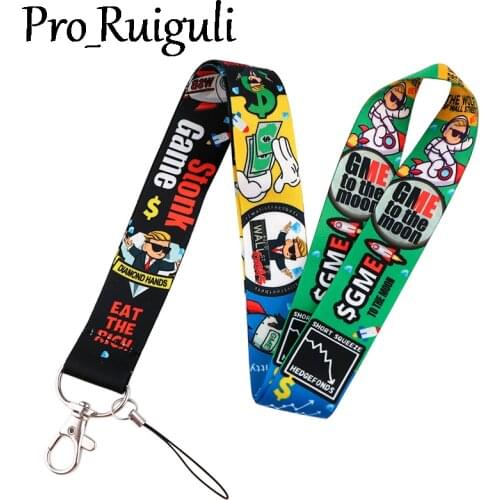 Wall Street Funny Cartoon Keychain Lanyards Id Badge Holder ID Card Pass Gym Mobile Phone Badge Holder Key Strap webbings