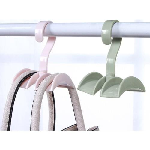 Rotating Rod Storage Hanger Handbag Organizer Scarf Wardrobe Clothes Storage with Double Thickened Hooks Household JS22