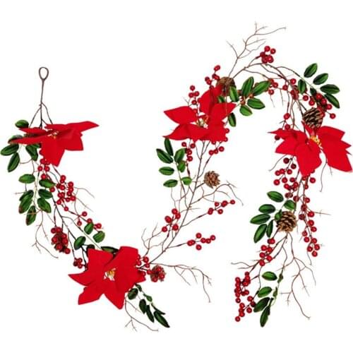 Cherry Red Flower Artificial Flowers Plastic Branch For Home Wedding DIY Decoration Christmas Berry Fake Flowers