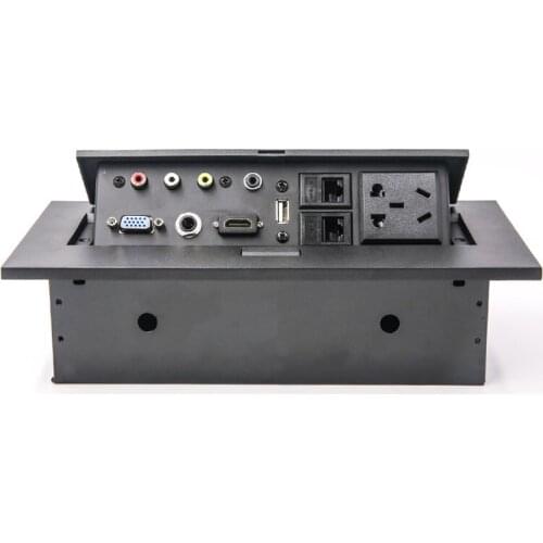 Pop-up Desktop Socket Aluminium Alloy Plate AC Power Socket Network VGA HDMI USB 3.5mm Jack AV 6.35mm Jack Electric Socket