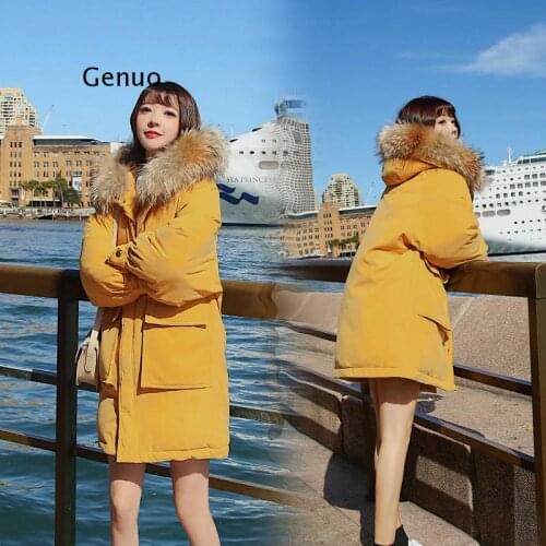 Female Jacket Warm Fur Collar Coat Womens Winter Parka Mostly Feminine Leisure Hat Parka
