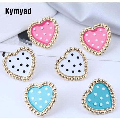 Kymyad Gold Color Stud Earrings For Women Enamel Colorful Earrings Stylish Heart Pendant Statement Earings Fashion Jewelry