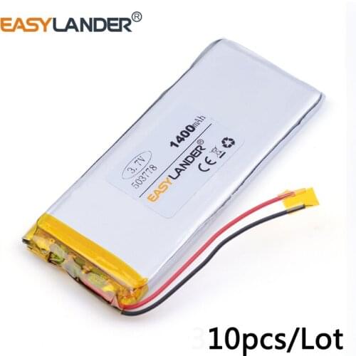 10pcs /Lot 503778 1400mAH 3.7v lithium Li ion polymer rechargeable battery 053778 mp4 MP5 PSP navigation electronic equipment