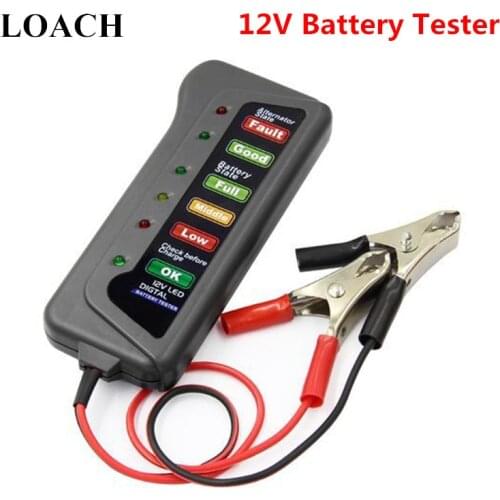 12V Car Battery Tester 6LED Lights Digital Analyzer Auto System Analyzer Alternator Cranking Check Motorcycle Diagnostic Tools