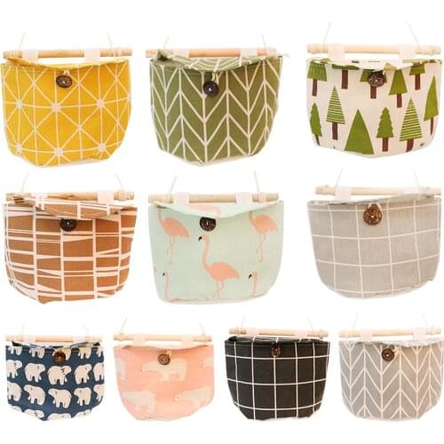 2PCS Cotton Linen Storage Hanging Bag Wall Storage Bag Cloth Dormitory Door Useful Practical Deco Porta Maquiagem Organizer 60XX
