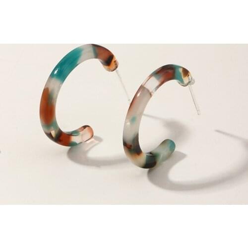 2021 New Acrylic Hoop Earrings Simple Design C Shape Crystal Earring for Women Girls Punk Jewelry Engagement Brincos