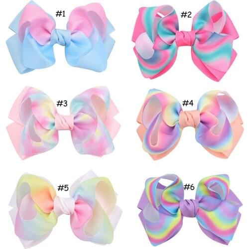 24 PCS, 4" Rainbow Ribbon Boutique Twist Bow Hair Clips, Back to School Girls Hair Accessories, Birthday Gift