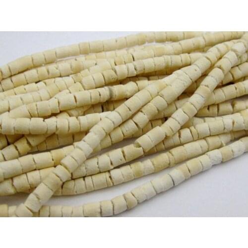 5 Strands of 22" Natural White Coconut Heishi Beads 4mm