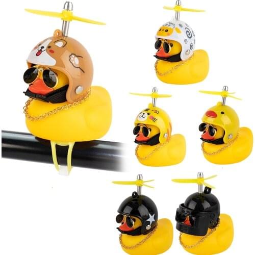 Yellow Duck with Helmet Handsome Car Dashboard Interior Decoration Accessories Gift for Friends Family
