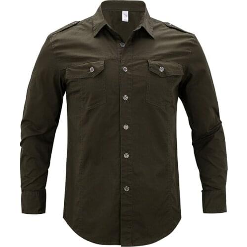 Plus Size Shirt Men 4XL 5XL 2017 Autumn Long Sleeve Solid Color Mens Shirt Cotton Fitness Army Green Man Blouse Brand Clothing