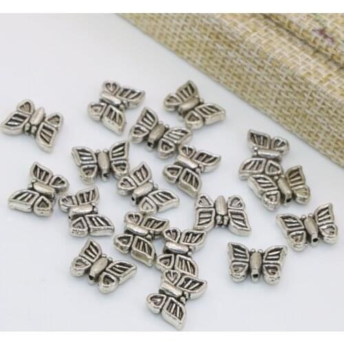 Bohemia style 8*10mm Tibet silver-color spacers beads butterfly shape 40pcs lovely accessories gifts charms findings B2533