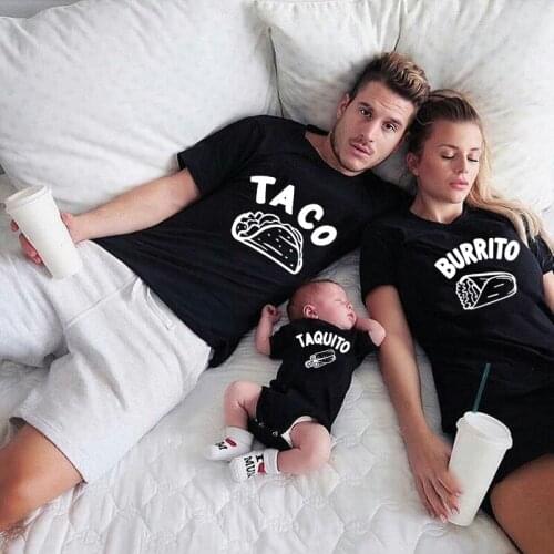 Burrito Taco Taquito Printed Family Matching Tshirts Funny Summer Daddy and Daughter Son Shirts Family Taco Shirt Baby Clothes
