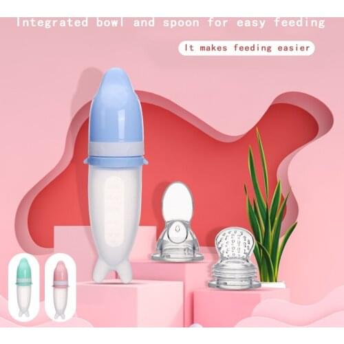 Newborn Baby Squeeze Feeding Bottle Silicone Food Dispensing Spoon Infant Food Feeder Safe Tool New Arrival