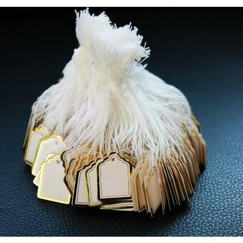 500 Pieces Jewelry Price Tags for Watch Clothing Display Supplies, White Square Price Marking Label with Golden Border