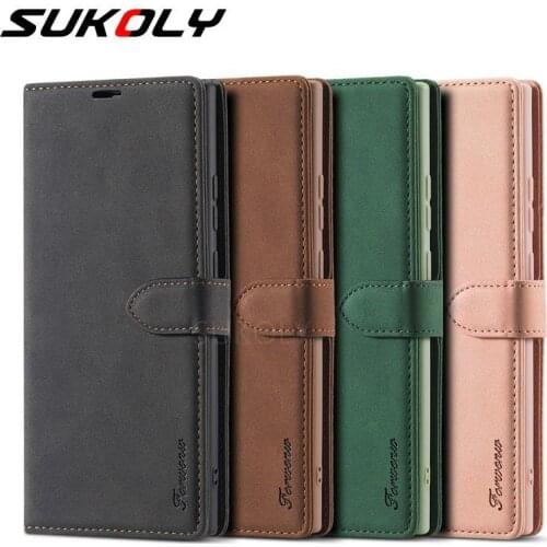 For Samsung Galaxy Note 20 Ultra S20 A21S Genuine Real Leather Flip Magnetic Case Wallet For Galaxy A51 A71 Matte Phone Cover