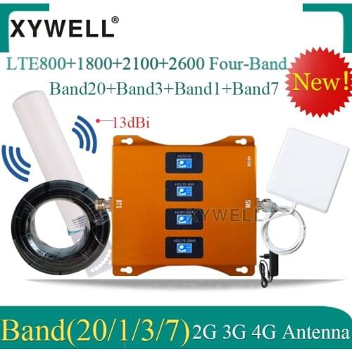 Four-Band LTE B20 800/1800/2100/2600mhz Cellular Booster Repeater GSM 2g 3g 4g Mobile Signal Cellular Amplifer GSM DCS WCDMA LTE
