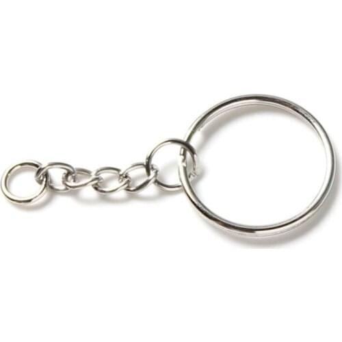 By DHL Polished 25mm Keyring Keychain Split Ring with Short Chain Key Rings DIY Key Chains Accessories LX7813