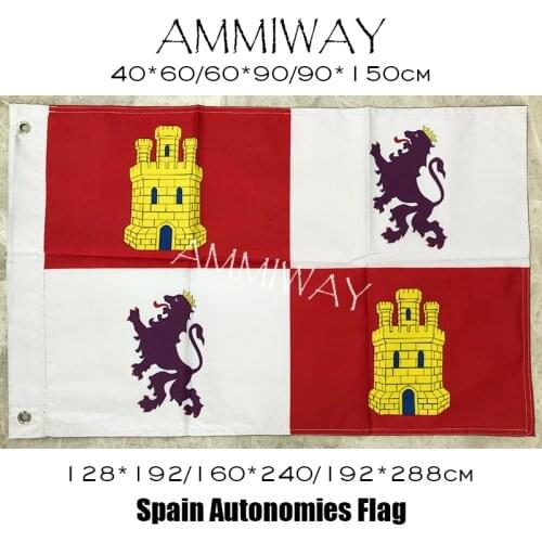 AMMIWAY Any Size Spain Castile and Leon Flags and Banners Castilla Y Lyon Lion & Castle Spain Spanish Regional Autonomies Flags