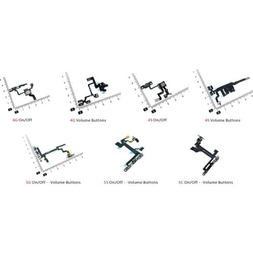 Mute &Volume& Power Flex Cable for iPhone 4 4S 5 5S 5C Volume button & power switch on/off ribbon flex cable replacement