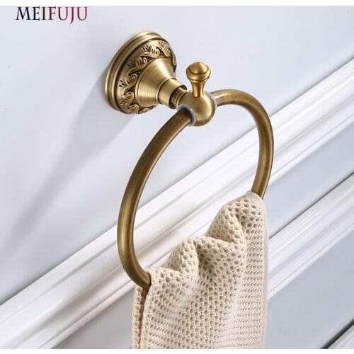 Bathroom Towel Ring Bronze Towel Rings Wall Mount Towel Ring Holder Hanger Bar Round Rack Shelf Aluminum Bathroom Accessories