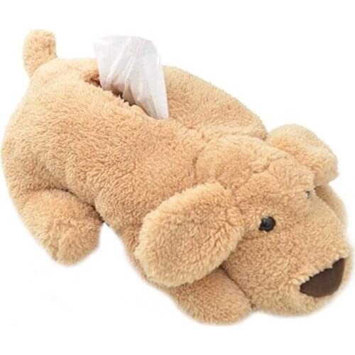 Cute Cartoon Plush Dog Tissue Cover Box Paper Container Napkin Storage Holder Case Dispenser Home Decor Room Car Accessory