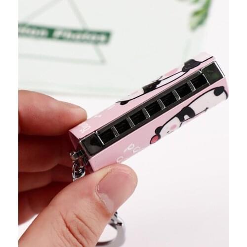 Cute Mini bear keychain harmonica for kids toy Musical Instrument key chain music Car pendant jewelry shape metal key chain