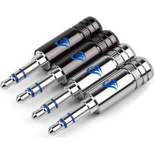 Minijack 3.5 mm 3 Poles Stereo Audio Plug Adapter Rhodium Plated Beryllium Copper Aurora 3.5 mm Earphone Metal Wire Connector