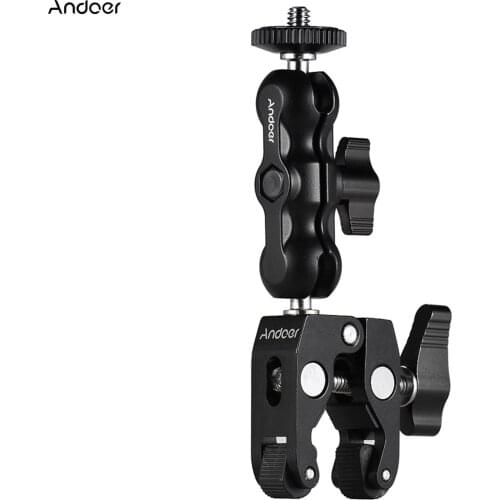 Andoer Multi-functional Clamp Ball Mount Clamp Articulating Friction Arm Super Clamp GPS Monitor Microphone LED Video Light