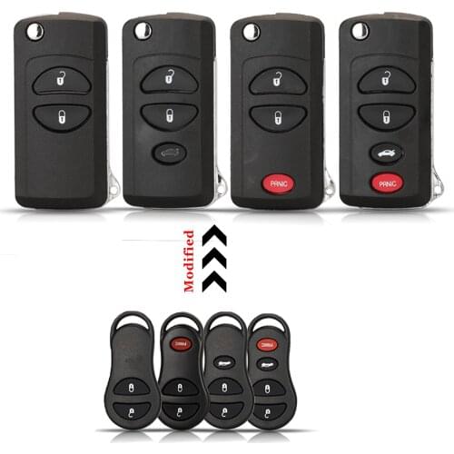 Jingyuqin 10pcs 2/3/4 Buttons Modified Remote Car Key Shell Case For Chrysler Sebring Jeep Liberty Dodge Transmitter