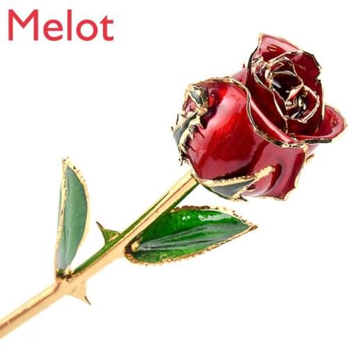 Fashion High-Grade 24K Gold Plated Natural Artificial Rose Valentines Day Community Proposal Gift Precious Collection