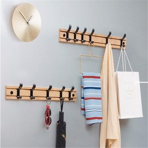 Wall Clothes Hooks Solid Wood Wall Hooks Towel Coat Clothe Racks Hook Shelf Living Room Wall Row Hook Rack Storage Key Holder