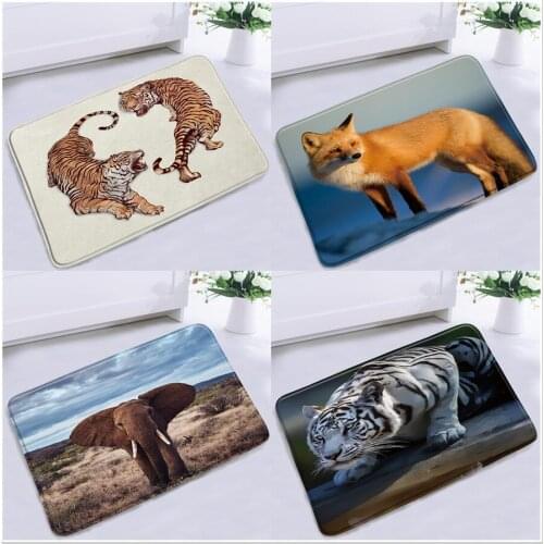 3D Animal Bathroom Non-slip Shower Mat Africa Wild Elephant Tiger Home Decor Floor Rugs Bath Kitchen Bedroom Entrance Foot Mats