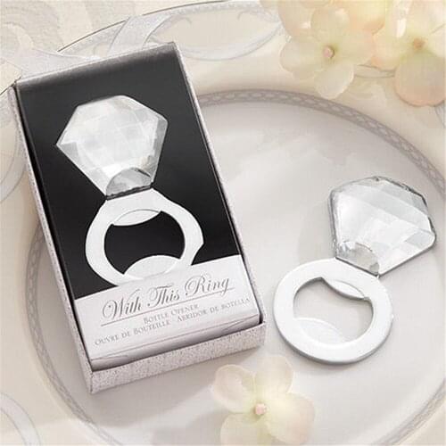 Newest "Shine, Sparkle & Pop!" Diamond Ring Bottle Opener Ring Beer Wine Bottle Opener Wedding Gift Party Favor 100Pcs/Lot