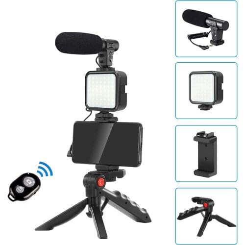 Newest Smartphone Vlogging Kit Video Recording Equipment with Tripod Fill Light Shutter for Camera Phone Youtube Set Vlogger KIT