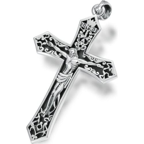 Men Women Pendant Real Pure 925 Sterling silver Jewelry Vintage Christian Cross Jesus Necklace Pendant