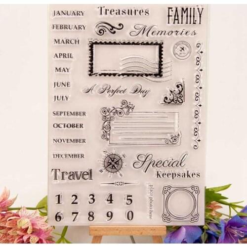 Family Treasures Memories Silicone Clear Transparent Stamp DIY Scrapbooking