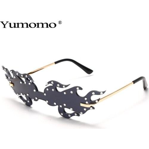 2021 Fashion Diamond Rimless Steampunk Sunglasses Women Men Brand Design Frameless Punk Sun Glasses UV400 Shades