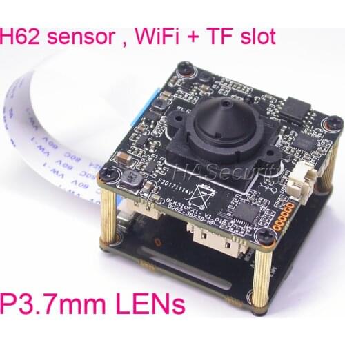 Special 3.7mm LENs WiFi 720P 1/4" H62 CMOS image sensor + IPC510 IP camera CCTV module PCB + WiFi + TF slot board