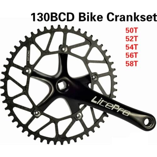 Ultralight 130BCD Bike Crankset 5 Nail 170mm Square Hole Crank BXM Folding Bike Chainring 50T 52T 54T 56T 58T Bicycle Chainwheel