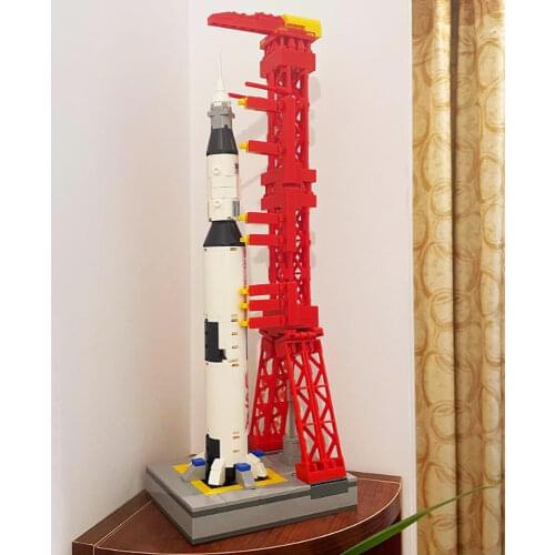 Creator Expert Ideas Apollo Saturn V Carrier Rocket Launch Tower 425Pcs Moc Modular Bricks Space Building Blocks Technical Model