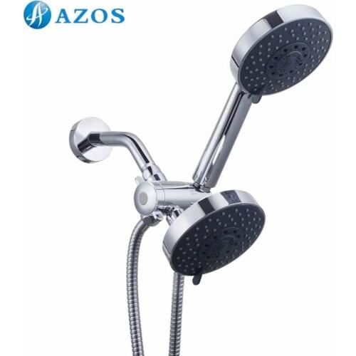 Bathroom 5 Function Handheld & Rainfall Wall Mounted Fixed Shower Head Combo Set Rotatable Hose Chrome Polished Silver FHS001