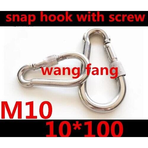High Quality Stainless Steel 304 m10 10mm 10*100 Snap Hook With Screw Clip Camping Hiking Outdoor